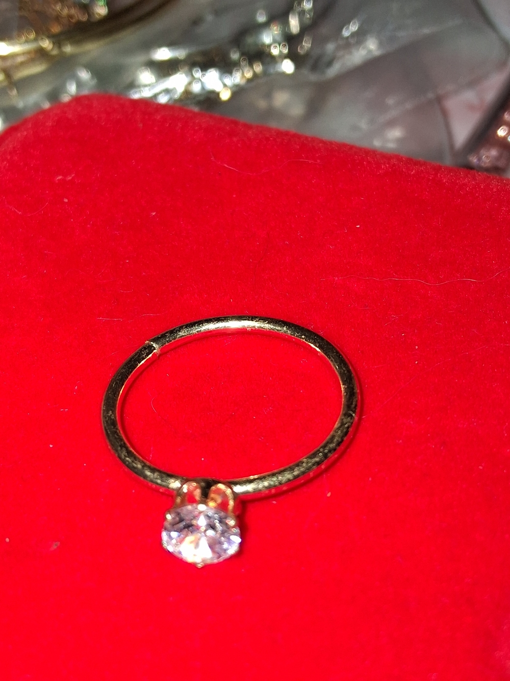 Source Unknown Gold Ring with Clear Stone